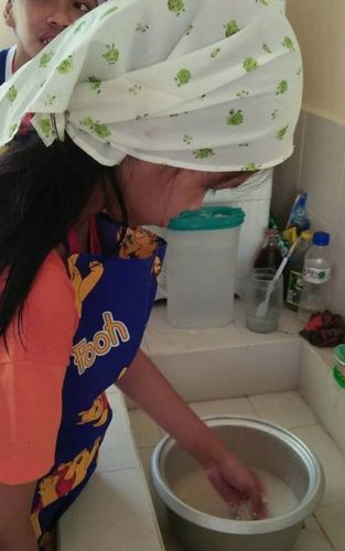 Ordinary chores at home like cooking are taught in the SPED classroom.